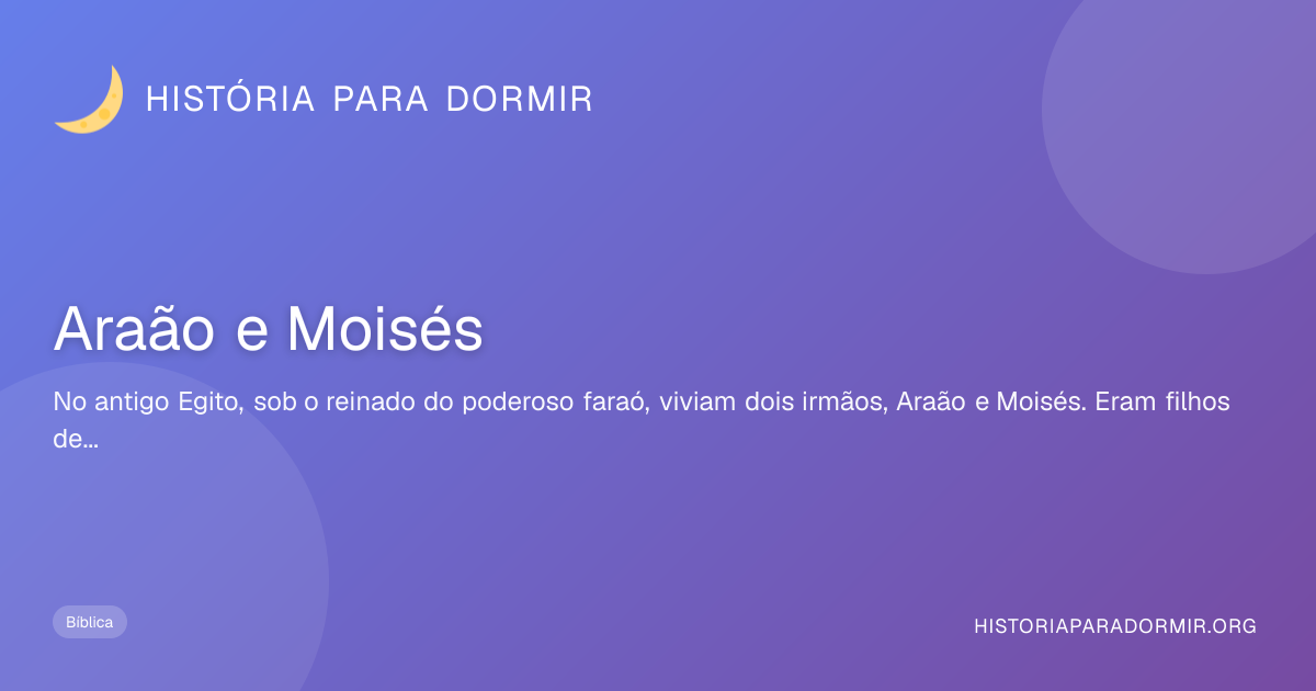 Araão e Moisés - Historinha Para Dormir